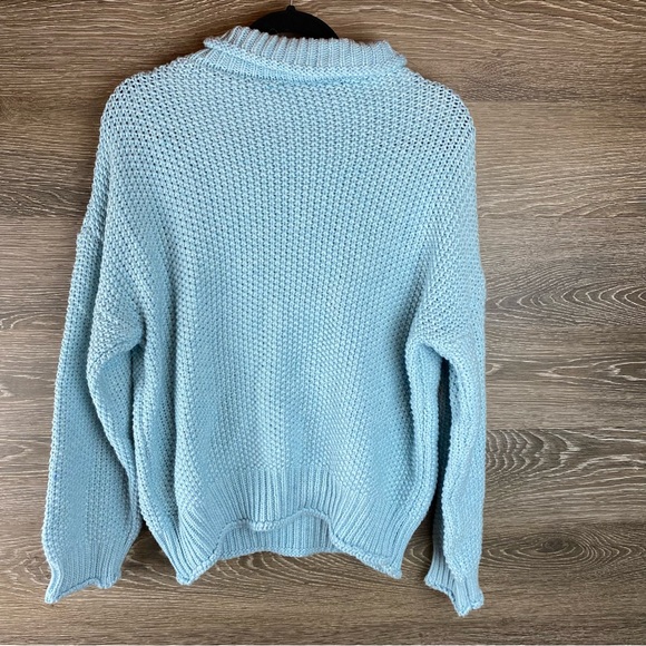 NWT BB Dakota/ Steve Madden Blue Cable Knit Sweater - Picture 6 of 6